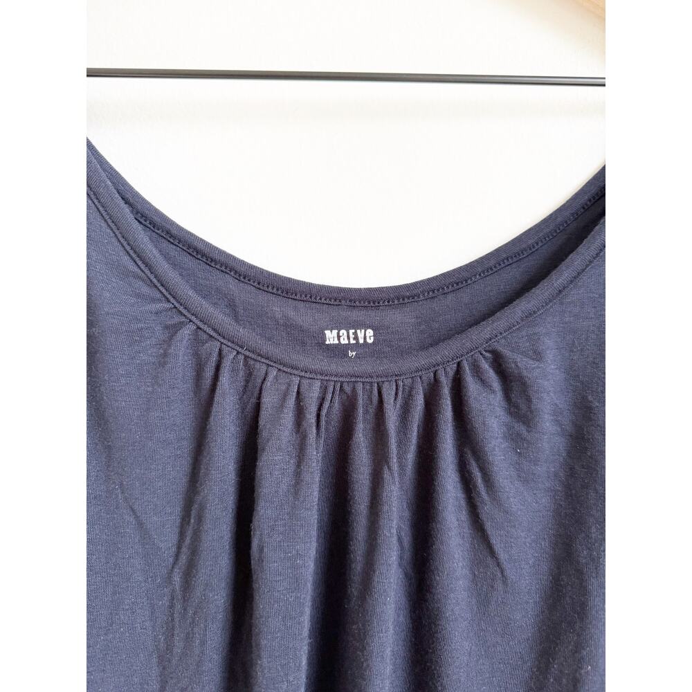 NEW Anthropologie Maeve Long Sleeve Bubble Hem Top Navy Blue XS - Picture 6 of 6